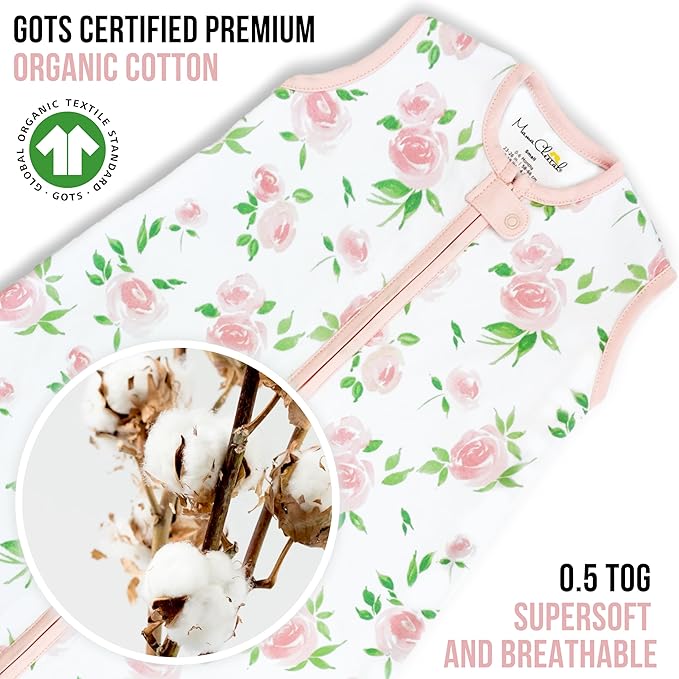 Mama Cheetah Baby Sleep Sack 0.5 TOG, Organic Cotton Baby Wearable Blanket with Two-Way Zipper, Swaddle Transition Baby Sleeping Bag for Newborn Infant Toddler Boy Girl, 12-18 Months