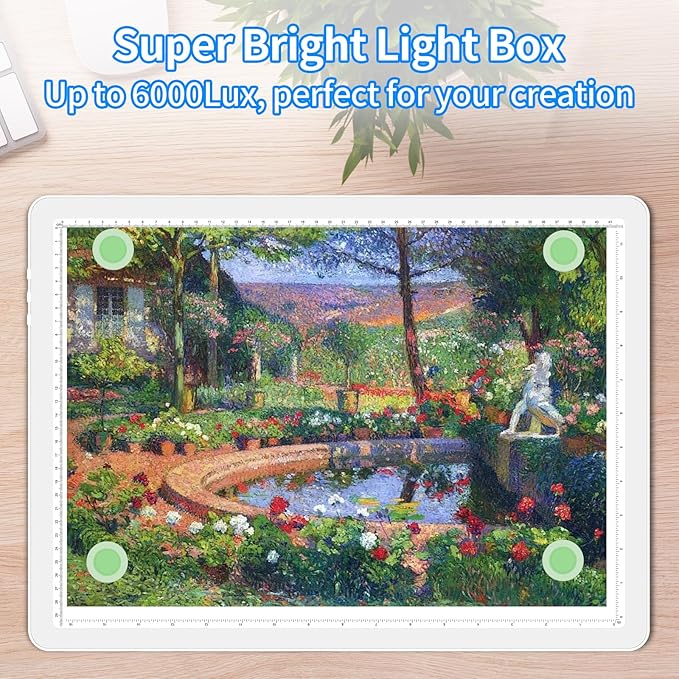 TOHETO A3 Light Board for Diamond Painting, Super Bright Magnetic Light Pad with Side Buttons, Lightbox for Tracing and Drawing, Corded Light Table for Sketching, Animation, Weeding Vinyl (White)