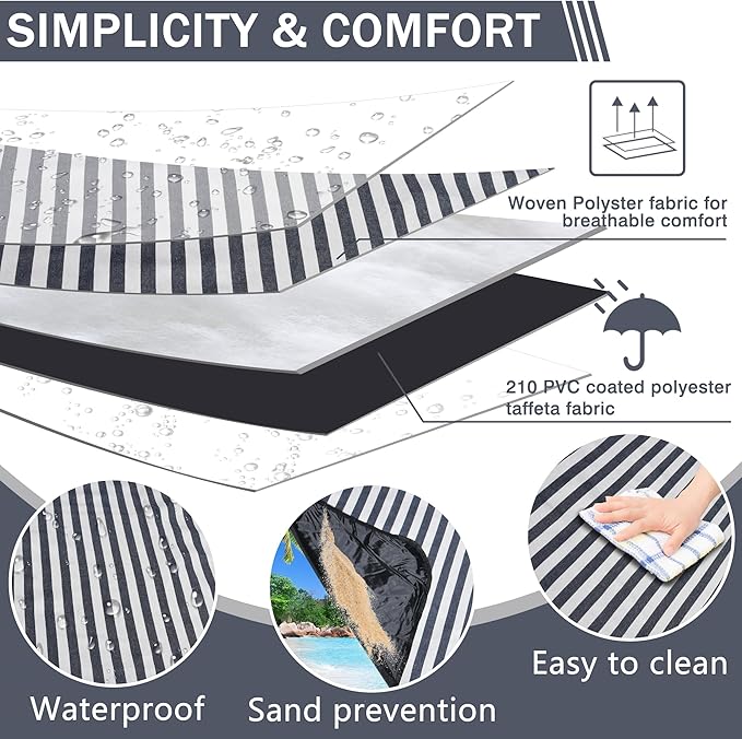 Picnic Blankets 80" x 60" Extra Large Outdoor Blanket Sand Free Foldable with Carry Strap for Beach, Camping, Park Grass, Hiking, Travel, Concerts, Indoors