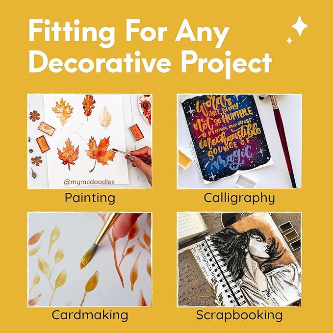 MozArt Supplies Komorebi Metallic Watercolor Paint Set – Set of 6 Shimmery Colors – Portable and Lightweight – For Artists, Students, Kids & Hobbyists - Metallic Watercolor Paints