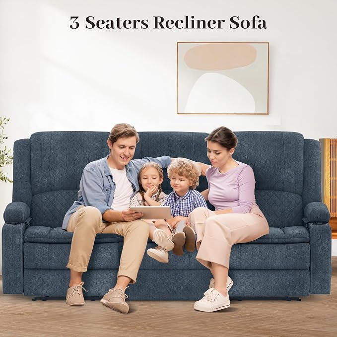 Yolsali 3-Seater Recliner Sofa, Manual Reclining Couch - Image 8