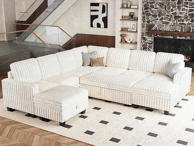Belffin Plush Corduroy Modular Sectional Sofa Armrest Part Module - Image 4