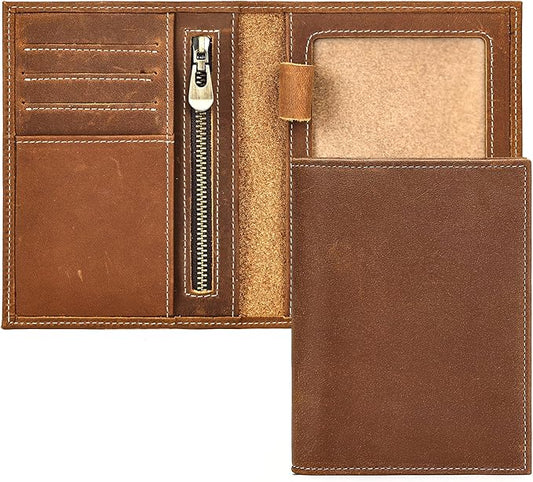 Genuine Leather Passport Holder Handmade Passport cover Lightweight Travel Bifold Passport Wallet brown
