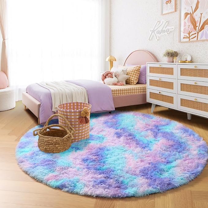 Amdrebio Purple Rainbow Round Rug 5Ft - Image 8