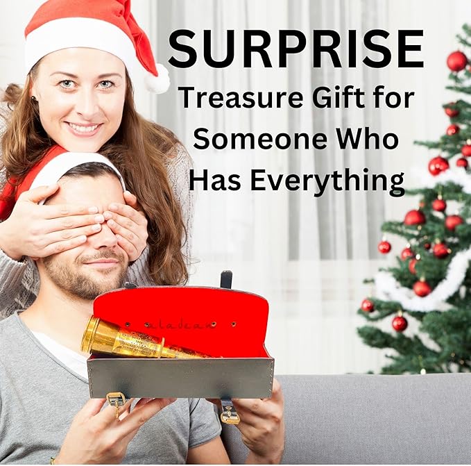 Rare Brass Telescope Spyglass - East India Company 1818 Tracker Vintage Pirate Spyglass Scope Antique Large Handstitched Leather Gift Box (BT-EIC17)