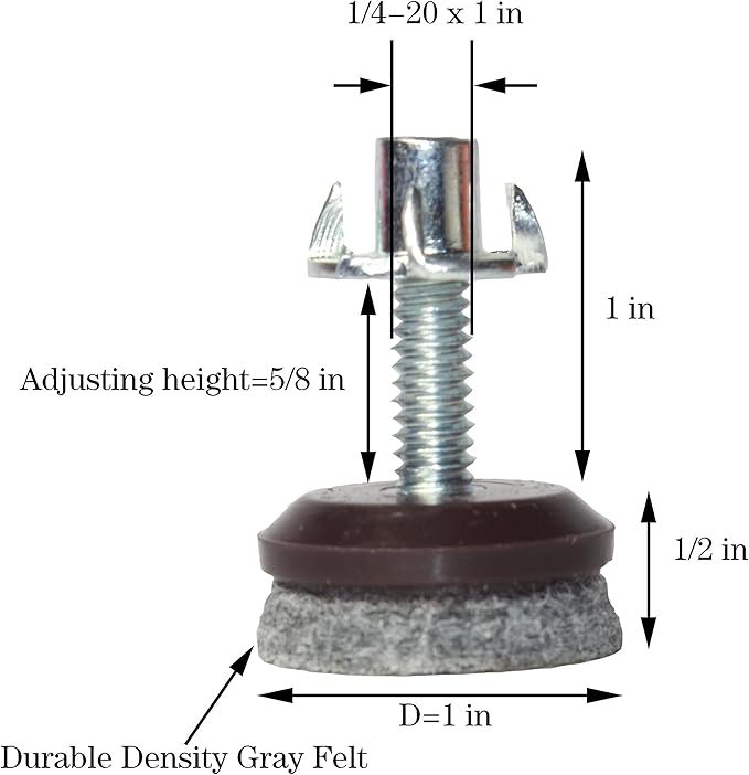 HUAYY 12 Pack Adjustable Furniture Leveling Feet, 1/4-20 Threaded Stem - Image 3