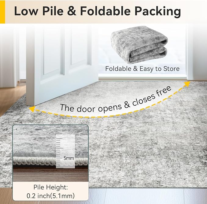 RELEANY Washable Area Rugs 5'x7' Non-Slip Modern Abstract Soft - Image 7