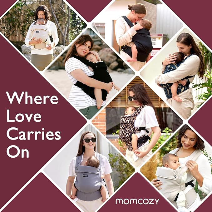 Momcozy Baby Carrier - Ergonomic, Cozy and Lightweight Carrier for 3-24 Months, Effortless to Put On, Ideal for Hands-Free Parenting, Enhanced Lumbar Support, Purehug for Infant to Toddler, Black