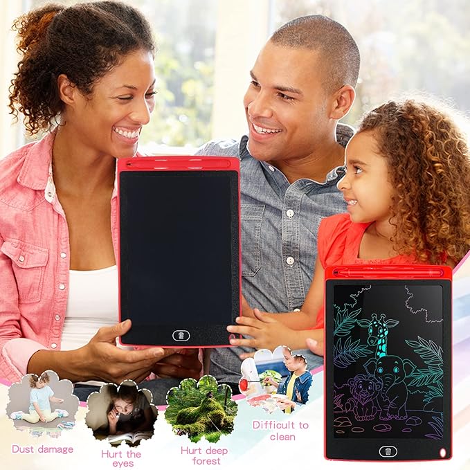 Tinlade 12 Pack LCD Writing Drawing Tablets 8.5 Inch Bulk Colorful Doodle Board Erasable Electronic Painting Drawing Pads Learning Toy Gifts for Kids Boys Girls(Pink, Green, Red, Blue)