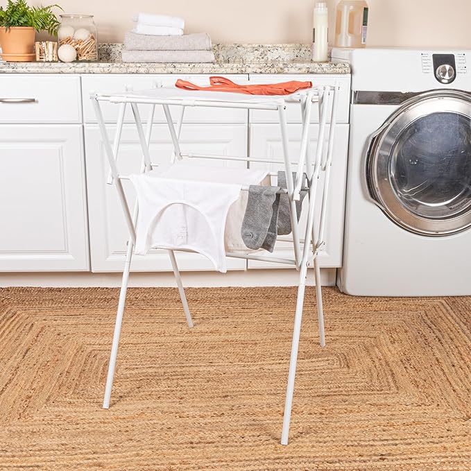 Household Essentials Clothes Drying Rack, Foldable, Expandable and Collapsible Laundry Drying Rack, White