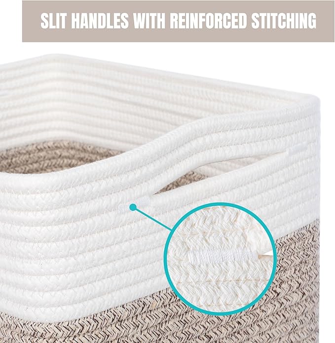 MINTWOOD Design 3-Pack Storage Baskets for Shelves, Playroom and Classroom Basket, Book Decorative Cube Bins, Woven Closet Organizers, Baby Nursery Baskets, Light Brown