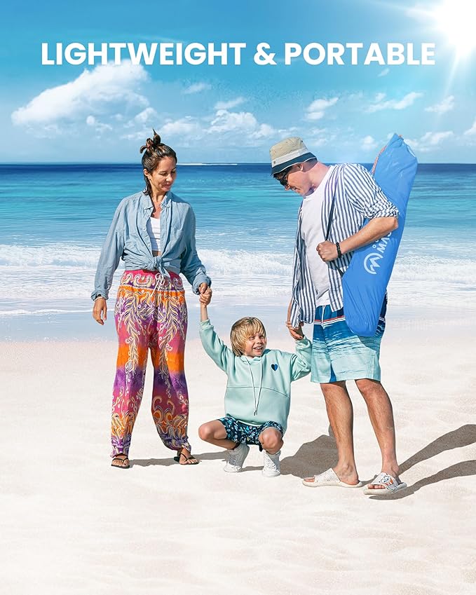 OutdoorMaster Beach Tent with Blackout Shelter Technology, Portable Beach Shade Sun Shelter Canopy for 4-6 Person with UPF 50+ UV Protection, Easy Setup Pop Up Tent Family Size