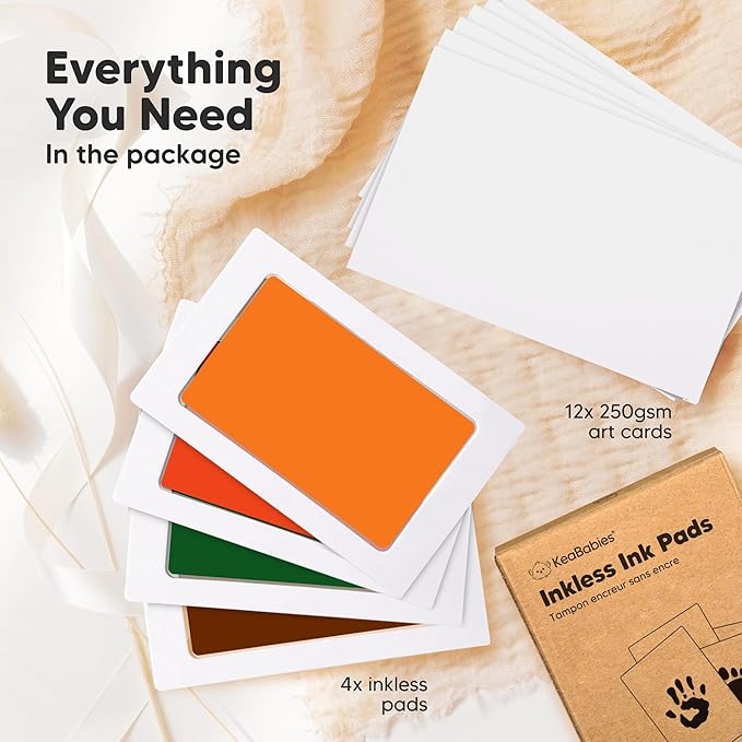 4-Pack Inkless Baby Hand and Footprint Kit - Mess Free Ink Pad for Newborn Keepsake, Dog Nose & Paw Print Kit, Clean Touch Ink Pad for Baby Hand & Footprints, Ideal New Mom Gifts (Autumn)