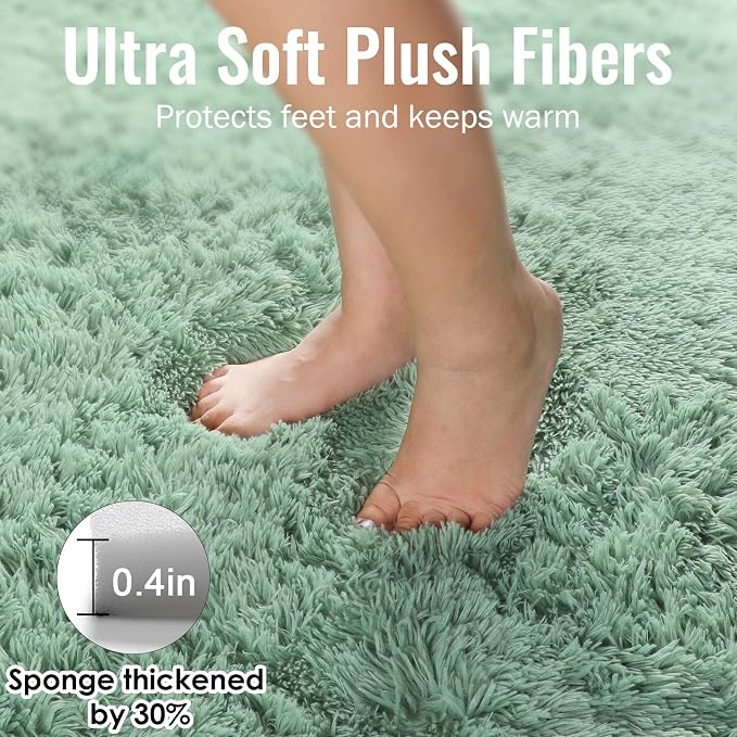 PAGISOFE Sage Green Rugs for Bedroom, 3x5 Ft Shaggy Rug Plush Fuzzy Carpet for - Image 7