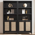 SICOTAS Bookcase 71" Tall Bookshelf 5 Tier Rattan Boho Bookcase by SICOTAS