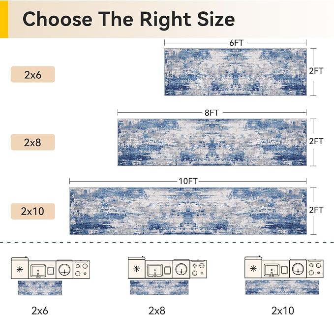 RELEANY Washable Area Rugs 2'x10' Non-Slip Modern Abstract Soft - Image 2
