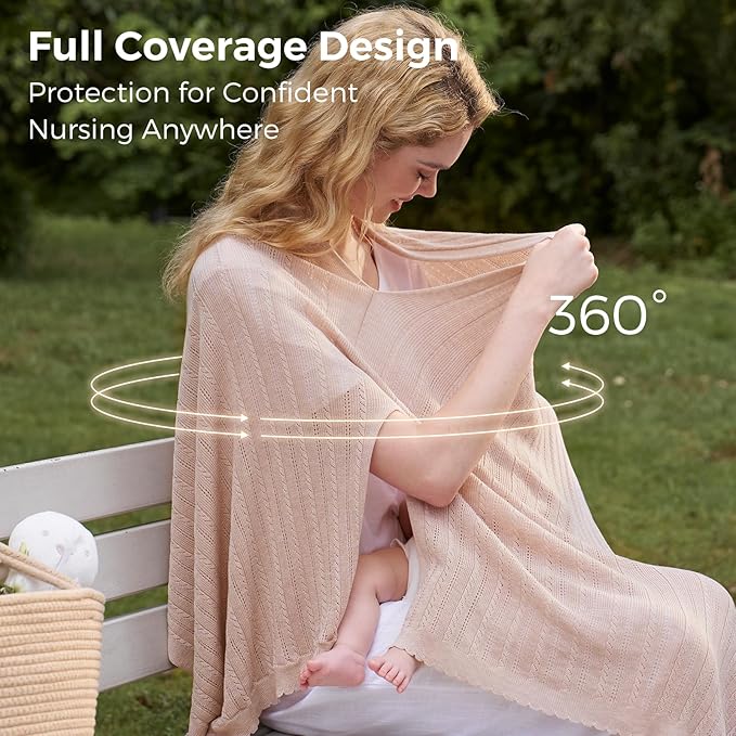 Momcozy Ultra-Light Nursing Cover for Breastfeeding, Soft Breathable Tencel™ Lyocell Fabric, Multi-Use Feeding Shawl, Newborn Essentials Must Haves(Shallow Brown)
