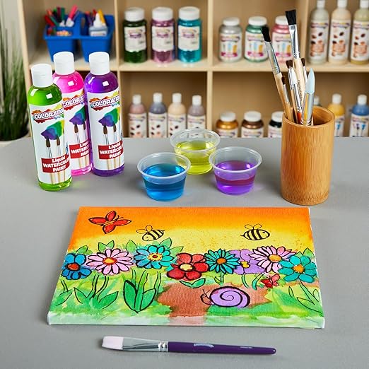 Colorations LW18 Liquid Watercolor Paint, 8 fl oz, Set of 18, Non-Toxic, Painting, Kids, Craft, Hobby, Fun, Water Color, Posters, Cool effects, Versatile, Gift