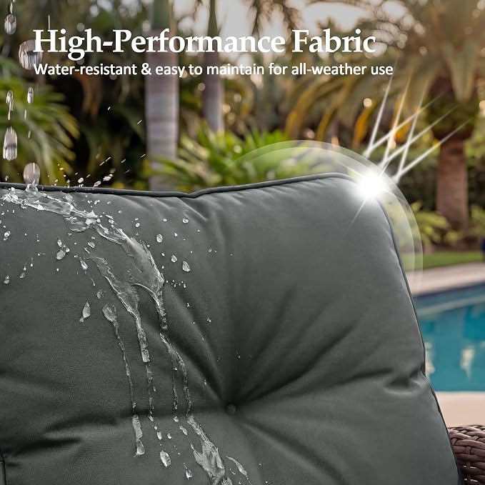 UPHA 6 Pieces Patio Furniture Sets, Wicker Outdoor Sofa Set - Image 6