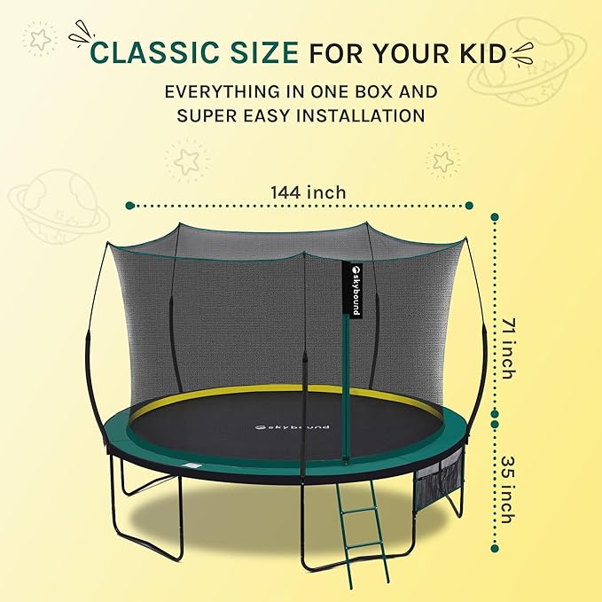 SkyBound 14 FT 12 FT 10FT 8FT 6FT Springless Trampoline for Kids and Adults - Recreational Trampolines with AntiRust Coating - Bungee Cords Outdoor Trampoline for Kids - No-Gap Design Zipper System