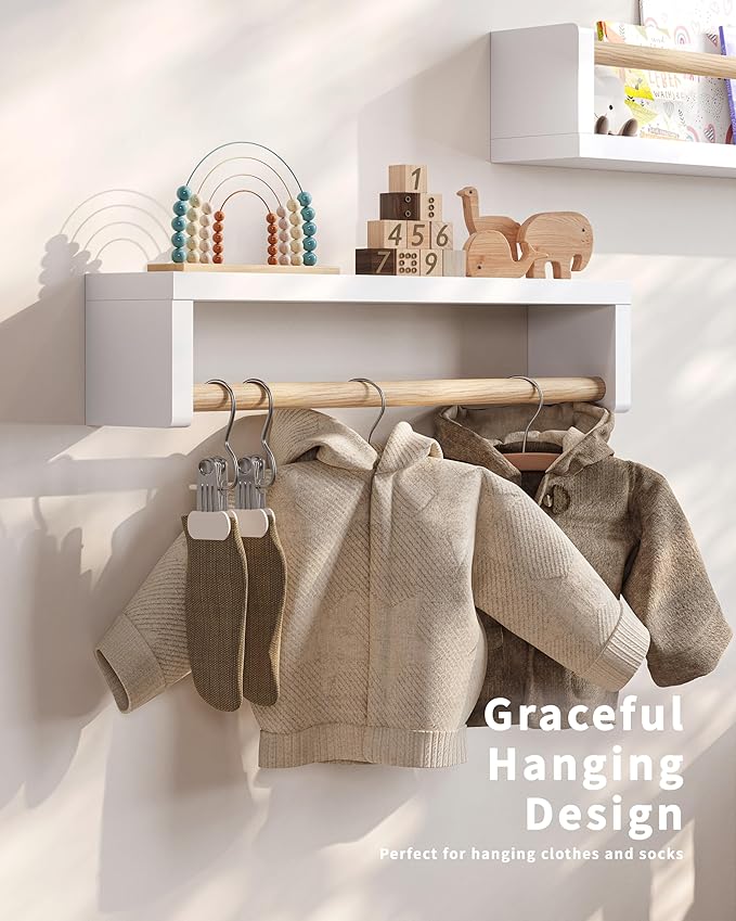 Nursery Book Shelves - 4 Pack, Wall Book Shelves for Bedroom Kids, Kids Wall Book Shelf, Book Shelf for Kid Rooms, Toddler, Baby, Play Room, Nursery Decor