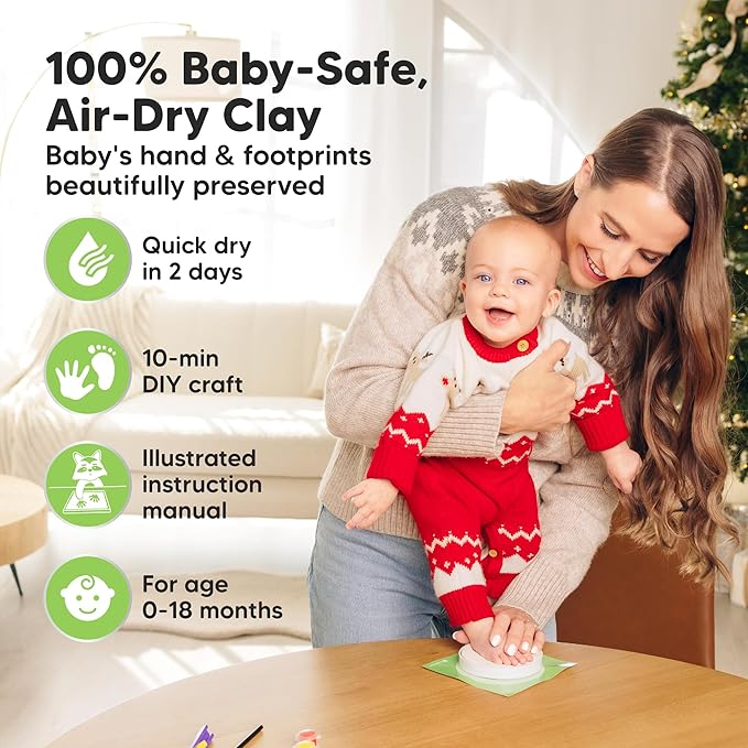 Baby Hand and Footprint Kit Girls, Boys - Personalized Baby Footprint Ornament Kit, Newborn Keepsake Gifts for New Mom, Easy to Use Handprint Makers, Cute Shower Gifts (Squash,Multi-Colored)