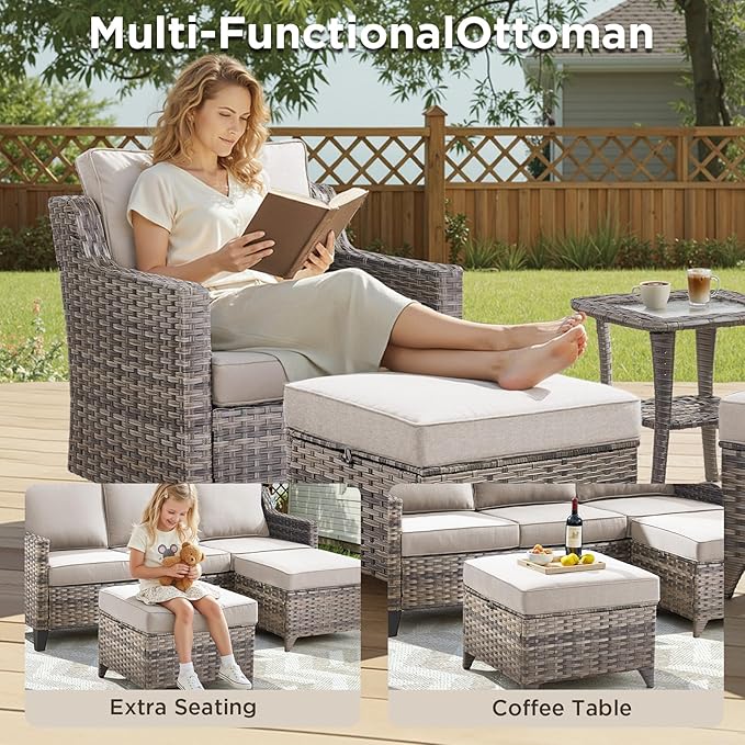 Outdoor Patio Furniture Set-9 Pieces All-Weather Wicker Outdoor Furniture - Image 4