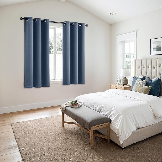 MIULEE Stone Blue Blackout Curtains - Thermal Insulated Bedroom Curtains Room Darkening Drapes for Living Room Kitchen Grommet Top Light Blocking Window Treatment, 40 x 54 Inches Long, 2 Panels