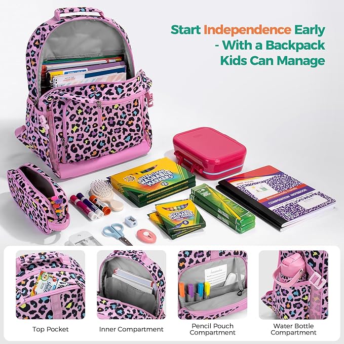 Choco Mocha Glitter Backpack for Girls, Elementary School Backpack for Girls Ages 6-8 Kids Kindergarten Backpack Bookbag 17 Inch with Chest Strap,