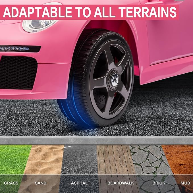 Licensed RUF CTR3 12V Kids Ride On Car with Parent Remote Control, MP3 Player, Battery Powered Electric Toy with 2 Motors, 3 Speeds, LED Lights - Pink