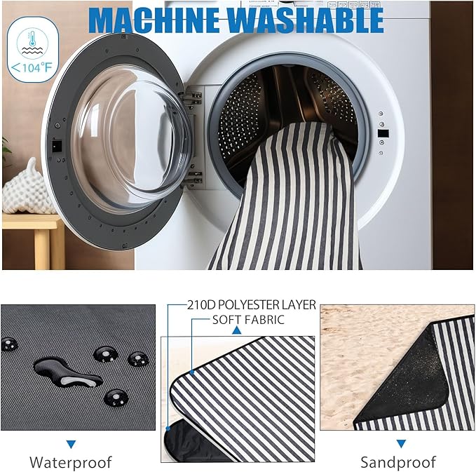 Picnic Blankets Outdoor Extra Large - Waterproof Picnic Blanket with Carry Strap | Machine Washable Picnic Mat with Sandproof Backing for Park,Grass,Hiking,Travel,Concerts,Indoor(Aegean Blue)