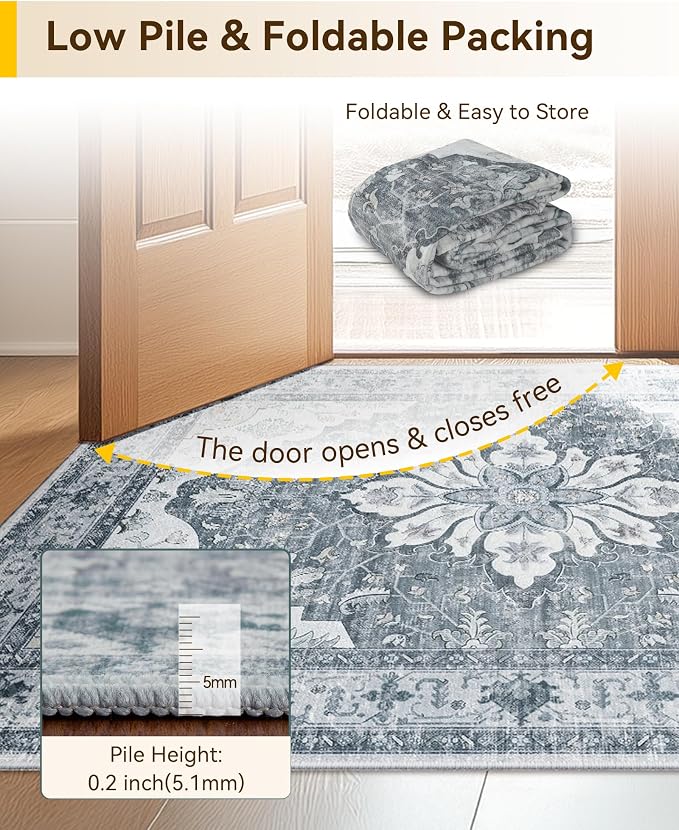RELEANY Area Rugs 2'x5' Runner Rug Non Slip Washable - Image 6