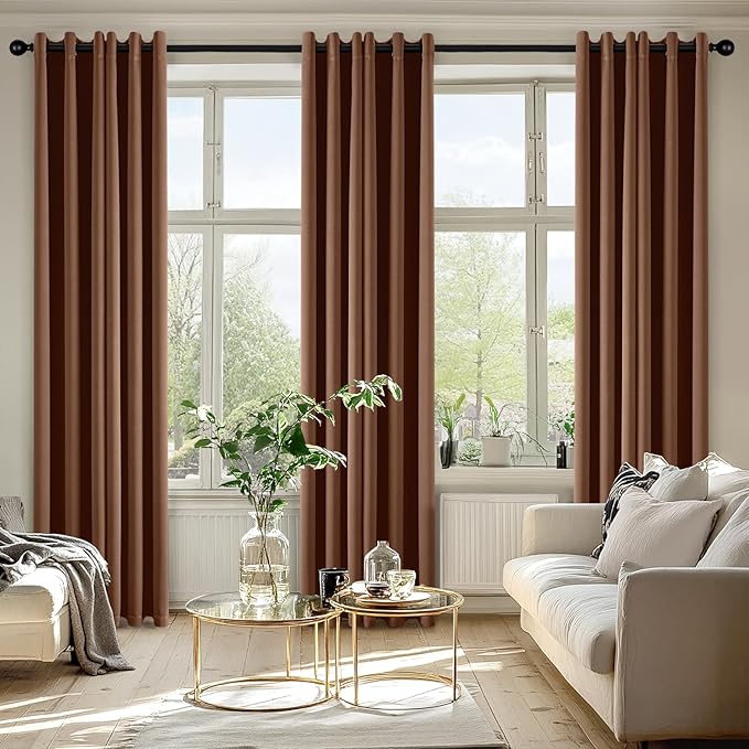 MIULEE Blackout Curtains for Bedroom Living Room 84 Inches Long 2 Panels, Thermal Insulated Room Darkening Drapes Solid Grommet Noise Reduction Light Blocking Window Treatments 40x84 Inch Mocha Brown