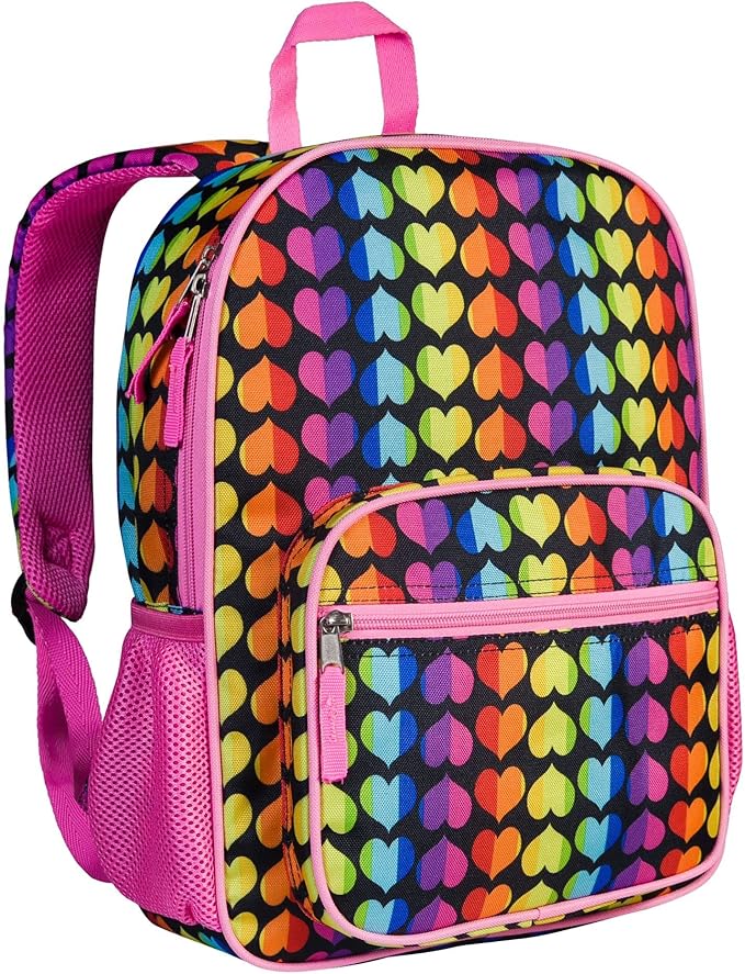 Wildkin ECO rPET Kids Backpack – Recycled, Padded, Adjustable for School & Travel – Rainbow Hearts