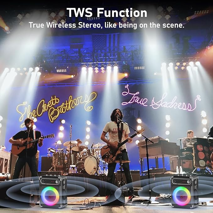 Karaoke Machine with 2 Wireless Microphones,【Upgraded 6.5"Woofer & 2"Tweeter】Portable Bluetooth 5.3 Karaoke Speaker, PA System with Bass/Treble/Echo Adjustment, Supports USB/AUX/TF/TWS for Home Party