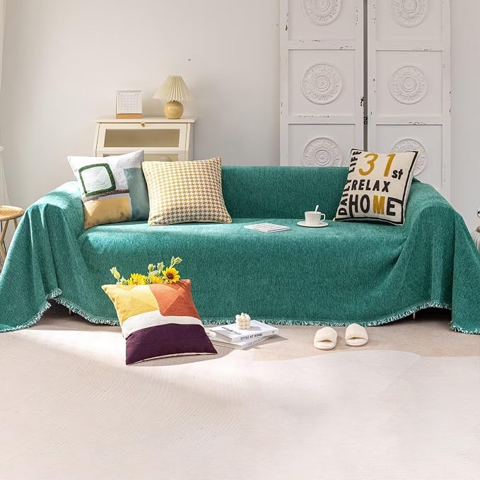 VClife Couch Cover for Dog, XXL Couch Cover for Sectionals, Boho Chic Teal Sofa by VCLIFE