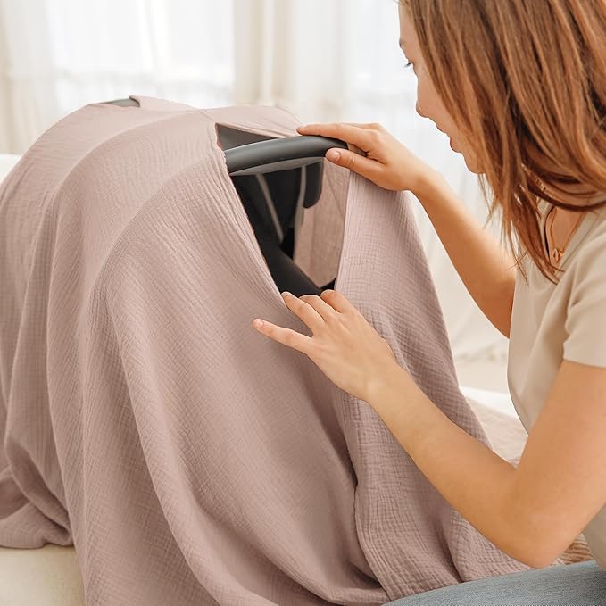 Konssy Muslin Nursing Cover for Breastfeeding, 360° Full Privacy Breathable 100% Cotton Breastfeeding Cover, Multi-use