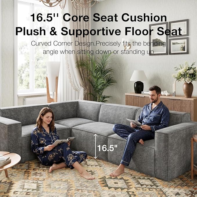 Novilla 109" Modular Sectional Sofa, No Assembly Cloud Sectional Couch - Image 13