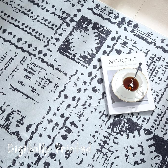 Door Mat Indoor Entrance 2x3 Rug Machine Washable Boho Moroccan Small Area Rug Non-Slip Low Pile Throw Rugs for Entryway, Kitchen, Front Door Indoor Entrance,Kids Room (Black and White)