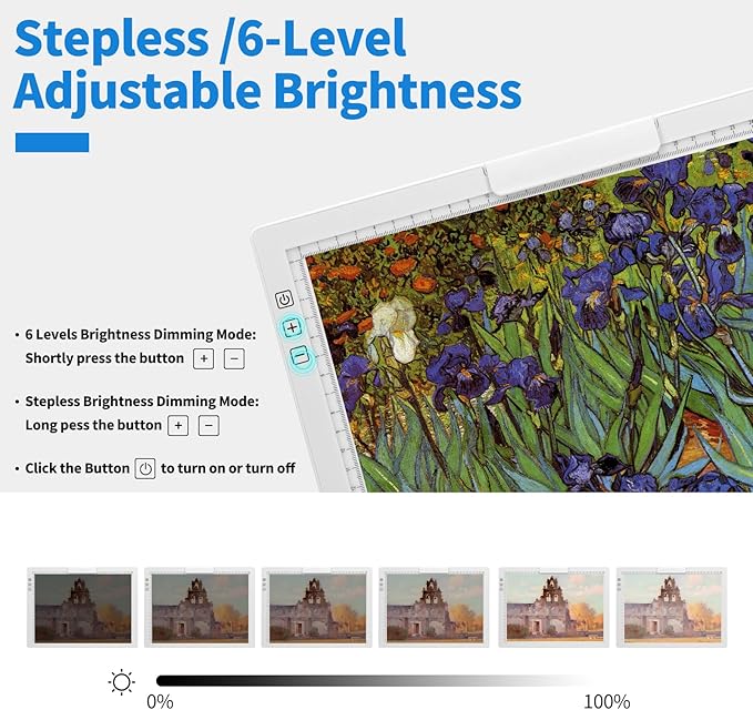 Rechargeable A4 Light Pad with Innovative Stand and Top Clip, Elice Wireless Bright Light Tracing Board Portable LED Artcraft Tracer Box for Drawing, Cricut Weeding Vinyl, Diamond Painting (White)