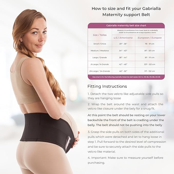 Gabrialla Made in USA Pregnancy Belly Band, Soft & Breathable Maternity Belly Band – Pregnancy Belt for Back, Pelvic & Waist