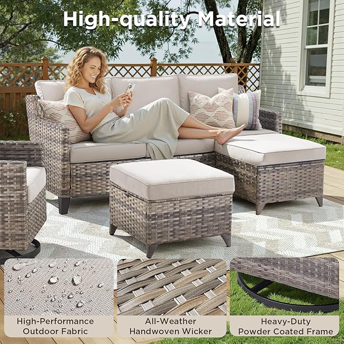 Patio Furniture Set with 42.5" Fire Pit Table-6 Pieces All Weather Wicker - Image 4