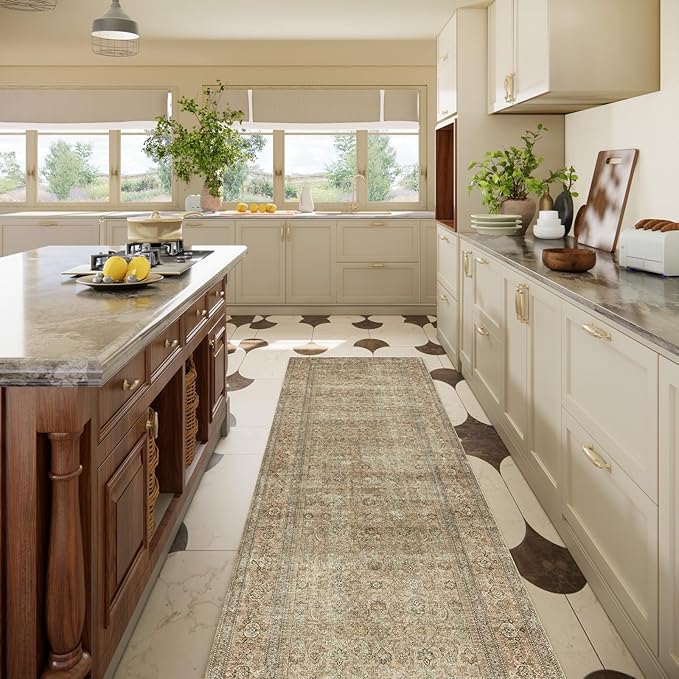 Washable Runners for Hallways Kitchen Rug: 2'6"x8' Runner Rugs Stain Resistant Non Slip Low Pile Soft Carpet Runners for Hallways Bedroom Kitchen Entryway Indoor Beside Bathroom Laundry Room