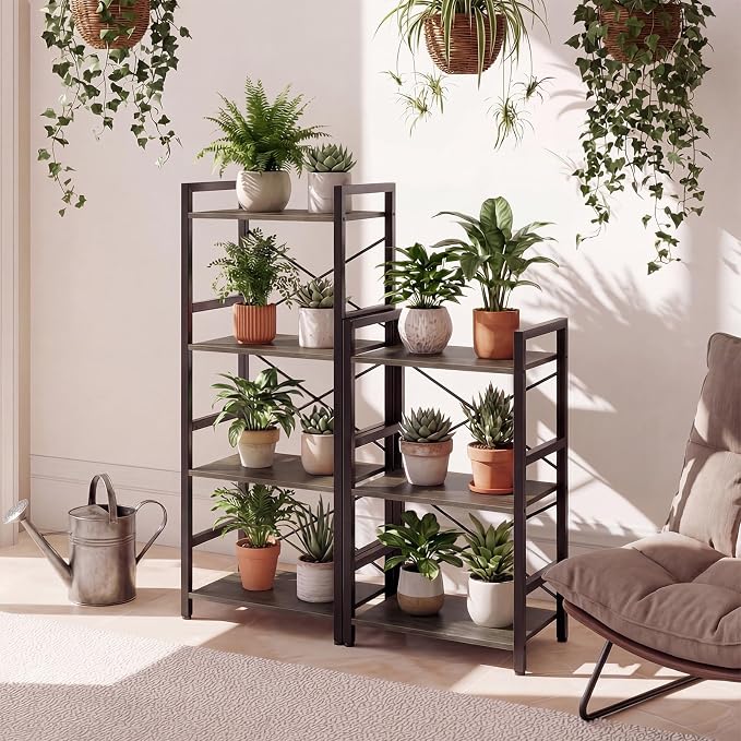 Tangkula 3-Tier Industrial Bookshelf, 16.5" Width Wooden Open Bookcase - Image 5