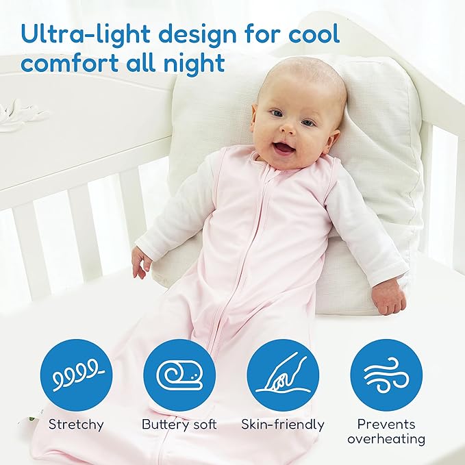 TotAha Sleep Sack 3-6 months 3 Pack, Buttery Soft Wearable Blanket Baby Sleeping Bag with 2-way Safe Zipper, 0.5 TOG, Baby Girl