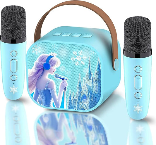 Mini Karaoke Machine for Kids Frozen Toys for Girl Princess Toys 3 4 5 6 7 8 9 10 Year Old Girl Birthday Gifts Kids Toys Toddler Wireless Microphones