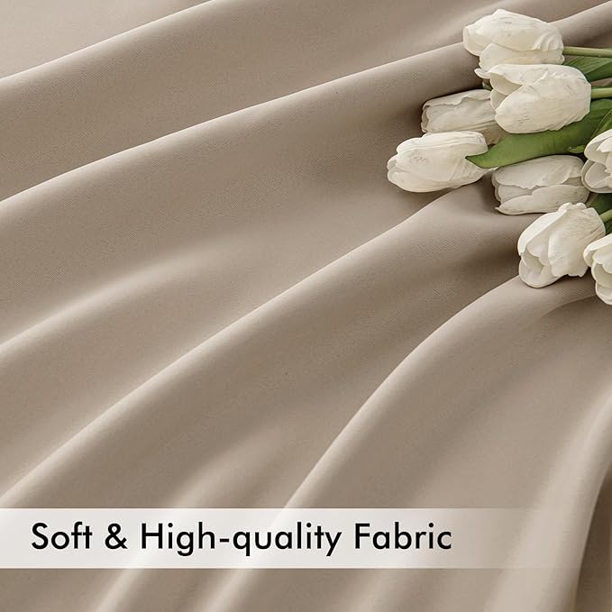 MIULEE Taupe Back Tab Blackout Curtains 102 Inch Long 2 Panels Set for Bedroom, Rod Pocket/Pinch Pleated Thermal Insulated Living Room Darkening Light Blocking Floor to Ceiling Drapes