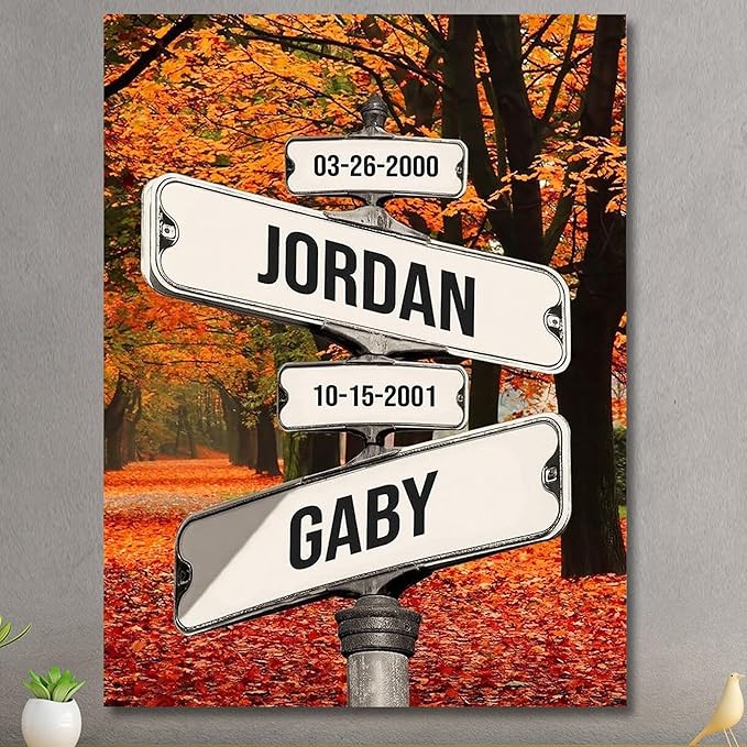Personalized Father's Day Family Names Street Custom Multi-Name Date of Birth Vintage Street Sign Happy Fathers Day Poster Canvas Wall Art Best Gifts for Dad Husband from Daughter Son Wife Kids #3