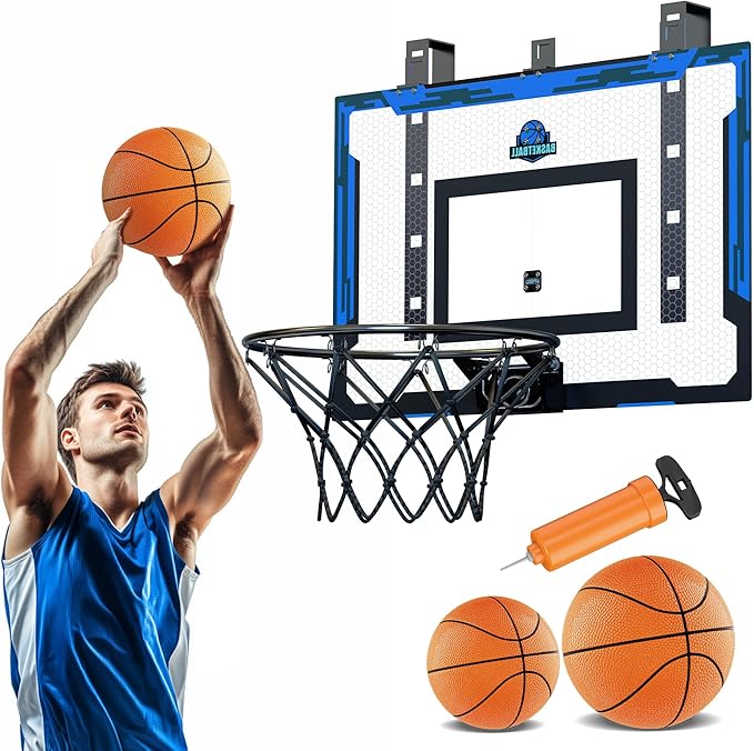 Kids Indoor Basketball Hoop with Scoreboard & Timer,Toddler Adjustable Height Basketball Goal Toy for Outdoor Backyard,Sports Game Play