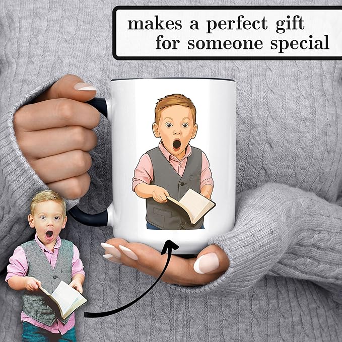 Personalized Coffee Mug, Custom Drawing Portrait Gift, Funny Customized Coffee Gift for Men & Women, Custom Mugs with Pictures, Black 15oz Father's Day Mug